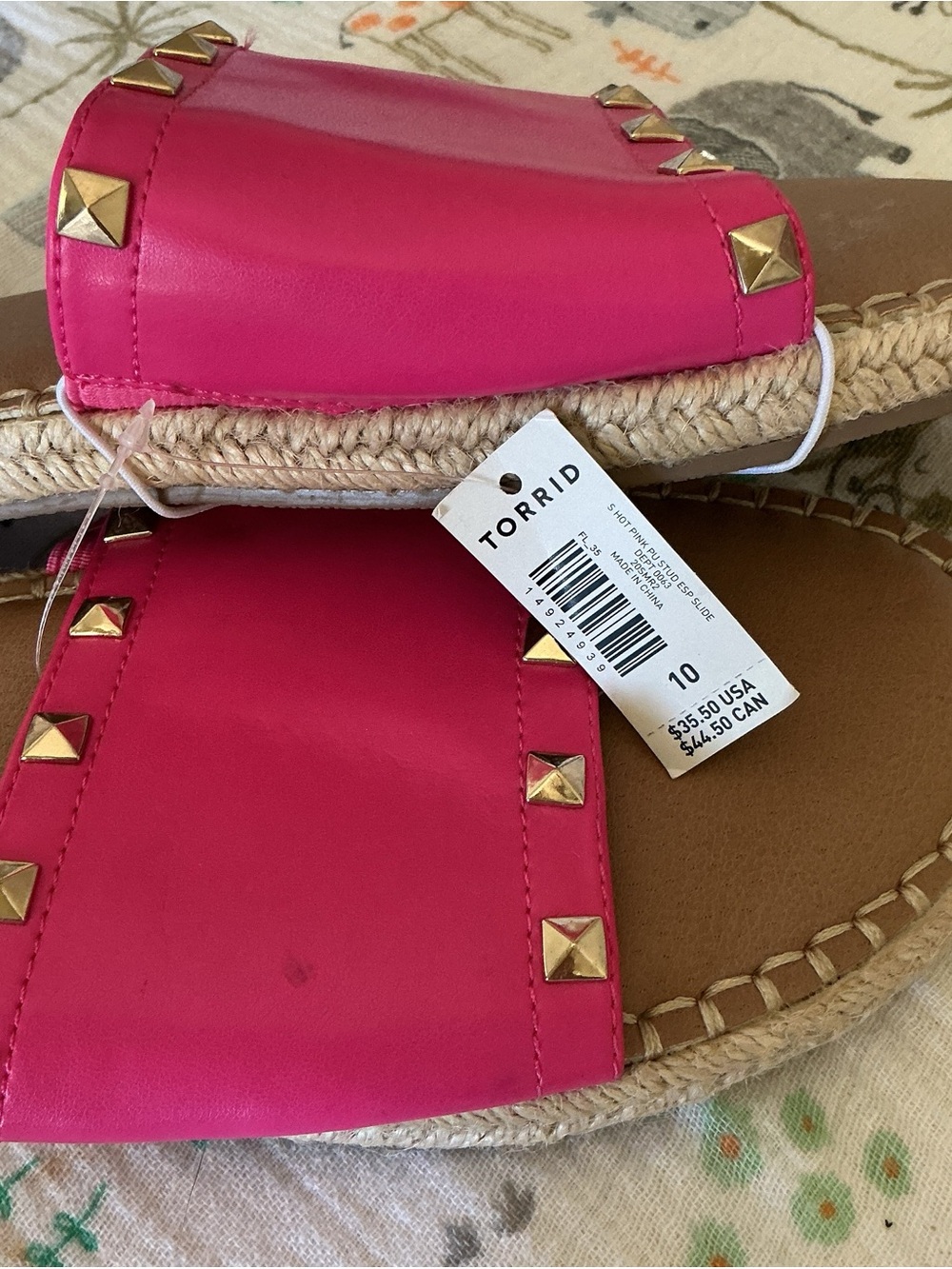 torrid Hot Pink Studded Espadrille Slide Sandals